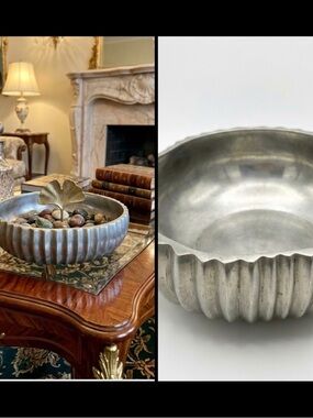 VTG Dansk India MCM Aluminum Ribbed Asymmetric Fluted Bowl Brushed Silver 8”W